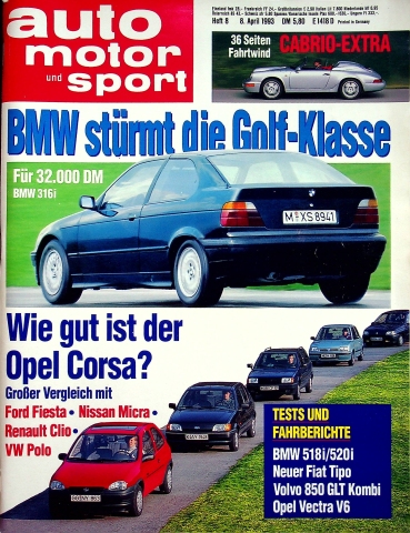 Deckblatt Auto Motor und Sport (08/1993)